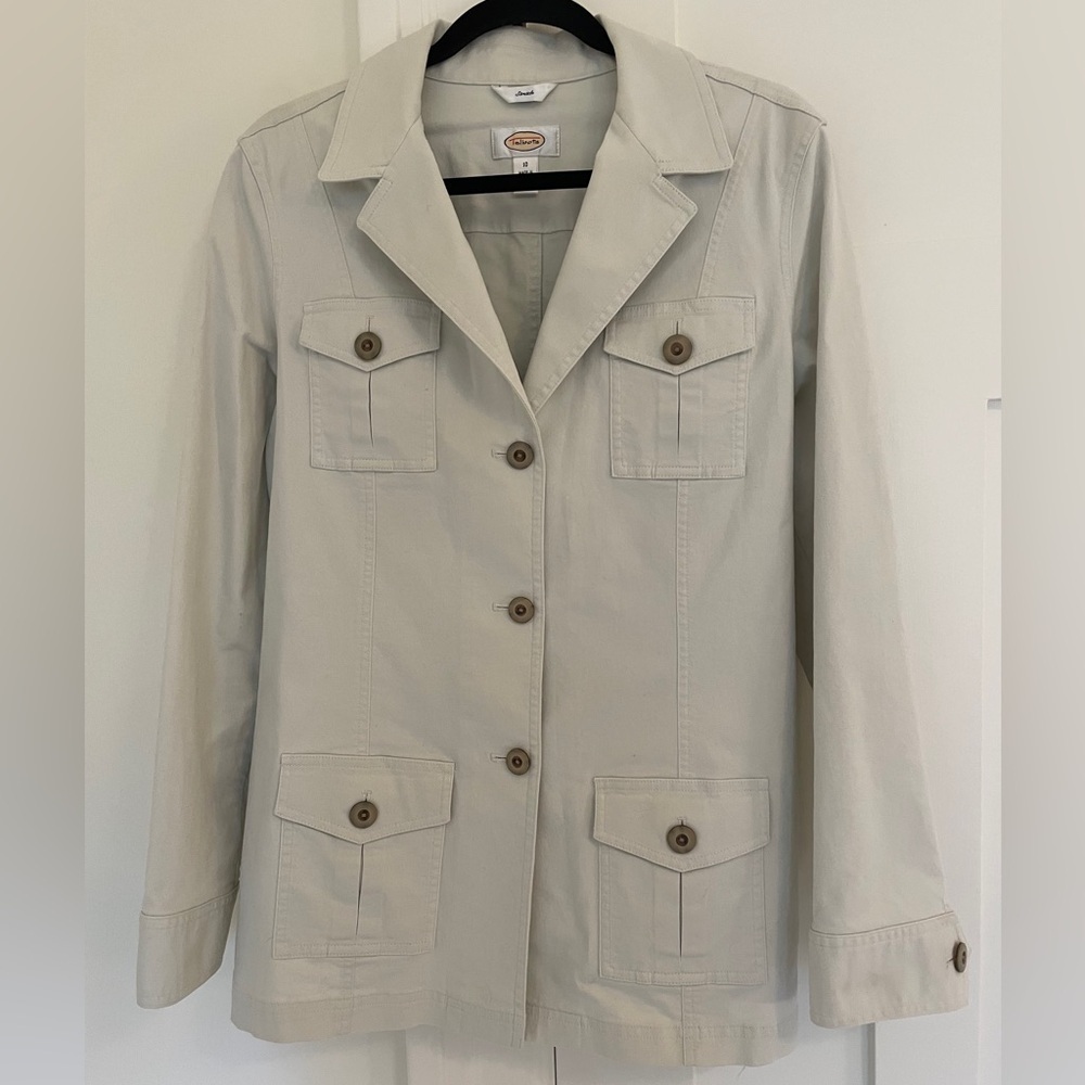 Talbots Vintage 90s Utility Cargo Cotton Lightweight Collared Button Jacket